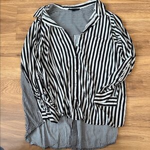 Jane and Delancey Black and White Striped Blouse